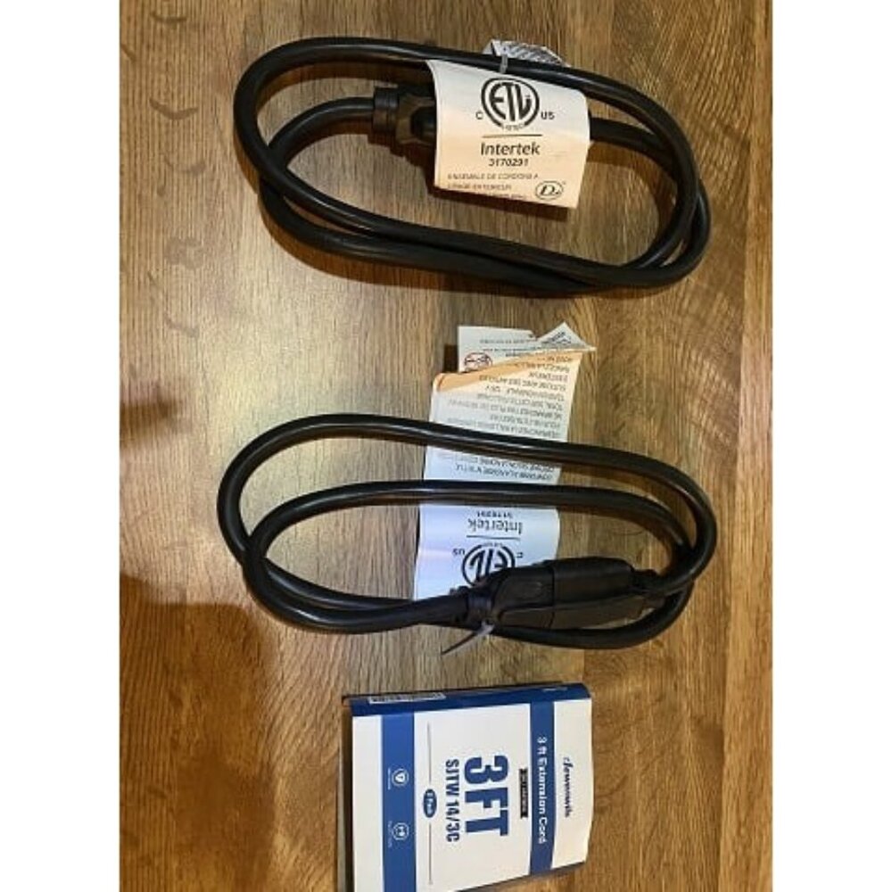 New Extension Cord 3ft, 14/3 SJTW Weatherproof Power Cable for Indoor Outdoor
